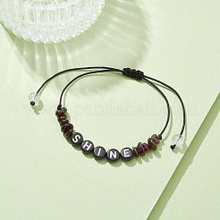 Braccialetti di perline intrecciate con granato naturale&nbsp;BJEW-JB09608-05