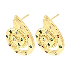 Wirbelspirale Messing Micro Pave Zirkonia Ohrstecker&nbsp;EJEW-L305-05G-01