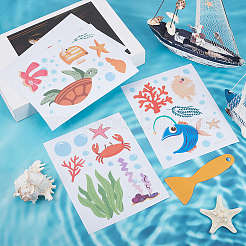 6 pieza de pegatinas autoadhesivas impermeables de PVC con diseño de animales marinos.&nbsp;STIC-SP0001-25