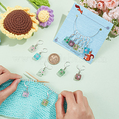 12 Stück 6 Farben quadratische Blume handgefertigte mattierte Bunte Malerei-Anhänger-Stichmarkierer&nbsp;HJEW-NB00025