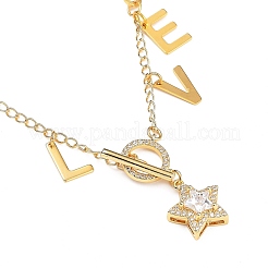 Día de san valentín latón micro pave collares pendientes de circonita cúbica transparente&nbsp;NJEW-JN02922-01