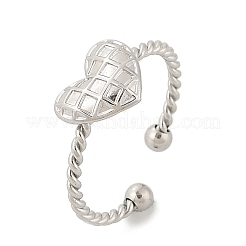 Offene Manschettenringe aus 304 Edelstahl mit Herzmotiv für Damen&nbsp;RJEW-G338-07P