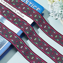 Ruban polyester motif losange de style ethnique&nbsp;OCOR-WH0047-50B