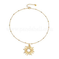 Collane con ciondolo a forma di sole in acciaio inossidabile 304 e strass di cristallo per donna&nbsp;WGC2767-01