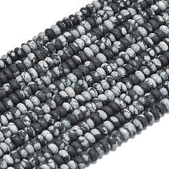 Naturschneeflocke Obsidian Perlen Stränge&nbsp;G-P575-A23-4x2mm