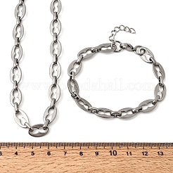 Schmucksets aus Kaffeebohnenkette und Armband aus Edelstahl 304&nbsp;SJEW-L199-19P