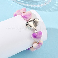 Stretch-Armbänder aus Acryl in Herzform mit Perlen für Kinder&nbsp;BJEW-JB14277