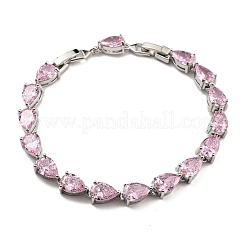 Braccialetti con maglie a goccia in ottone placcato a cremagliera con vetro da donna&nbsp;BJEW-H604-01P
