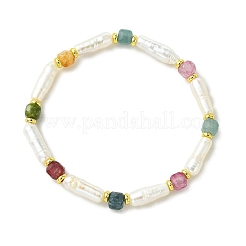 Braccialetti con perline di tormalina naturale e perle coltivate d'acqua dolce&nbsp;BJEW-JB14045-01