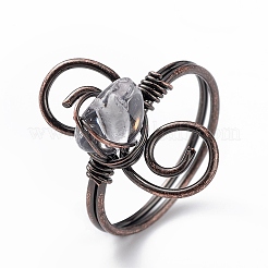 Natürliche Quarzkristallsplitter mit Wirbelfingerring&nbsp;RJEW-L082-02R-02
