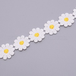 Marguerite fleur de soleil décorant des bordures en dentelle de polyester&nbsp;OCOR-WH0064-26B