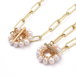 Ensembles de bijoux collier et bracelet chaînes trombones en laiton&nbsp;SJEW-JS01098
