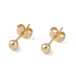 Orecchini a bottone tondi in ottone con placcatura a cremagliera da donna&nbsp;EJEW-F294-08A-G