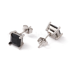 6 paire de petites boucles d'oreilles carrées en zircone cubique&nbsp;EJEW-G291-01A-M