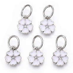 Breloques de fleur de style émail en alliage avec strass&nbsp;ENAM-S085-08