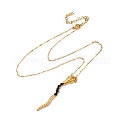 Collar de cadena tipo cable con colgante de serpiente y rhinestone de acero inoxidable 304 para mujer&nbsp;NJEW-A051-01G