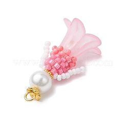 Colgantes de figuritas de flores con cuentas de vidrio&nbsp;PALLOY-MZ00686