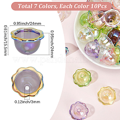 70 Stück 7 Farben UV-beschichtete Acrylperlenkappen&nbsp;OACR-SP0001-60