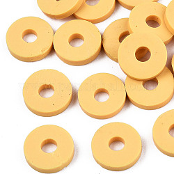 Manuell Polymer Ton Perlen, für DIY Schmuck Bastelbedarf, Disc / Flachrund, heishi Perlen, golden, 4x1 mm, Bohrung: 1 mm, ca. 55000 Stk. / 1000 g