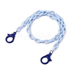 Персонализированные ожерелья-цепочки из акрила, цепочки для очков, цепочки для сумочек, с пластиковыми застежками в виде клешней лобстера, светло-стальной синий, 24.33 дюйм (61.8 см)