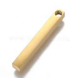 Placage ionique (ip) 304 pendentif poli en acier inoxydable, bar, or, 40x5x5mm, Trou: 3mm