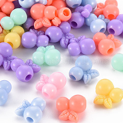 Perles acryliques opaques, cerise, couleur mixte, 13x13x8mm, Trou: 3.5mm