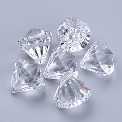 Pendentifs en acrylique transparent , facette, diamant, clair, 15x15mm, Trou: 2mm