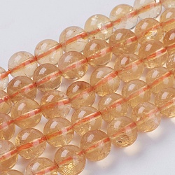 Natürlichen Citrin Perlen Stränge, Runde, 6 mm, Bohrung: 1 mm, ca. 65 Stk. / Strang, 15 Zoll