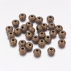 Perline in lega stile tibetano, rondelle, bronzo antico,  piombo & cadmio & nichel libero, 6x4.5mm, Foro: 1.5 mm