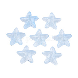 Perlas de vidrio pintado en aerosol transparente, estrella de mar, luz azul cielo, 14x15x6.5mm, agujero: 1 mm