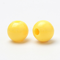 Пластиковые шарики, круглые, желтые, 8x7.5 мм, отверстие : 2 мм, Около 2270 шт / 500 г