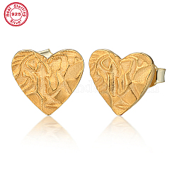925 boucles d'oreilles coeur en argent sterling, véritable 18k plaqué or, 11mm