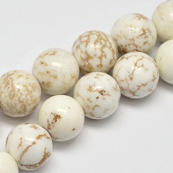 Round Natural Magnesite Beads Strands, Creamy White, 8mm, Hole: 1mm, about 48pcs/strand, 15.7 inch