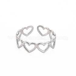 304 anillo de acero inoxidable con corazón abierto para mujer., color acero inoxidable, nosotros tamaño 9 3/4 (19.5 mm)