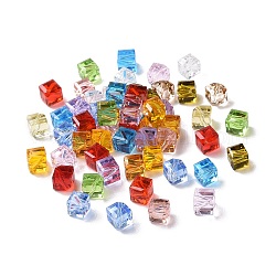 Imitation österreichischen Kristallperlen, Klasse aaa, facettiert, Würfel, Mischfarbe, 7x8.5x8.5 mm, Bohrung: 0.9~1 mm