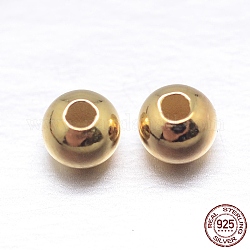 Round 925 Sterling Silver Spacer Beads, Real 18K Gold Plated, 3.5mm, Hole: 1.5mm, about 256pcs/20g