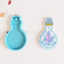 DIY Silicone Pendant Molds, for Keychain Making, Resin Casting Molds, For UV Resin, Epoxy Resin Jewelry Making, Vase, Deep Sky Blue, 70x44x6mm, Hole: 4mm, Inner Diameter: 39x65mm