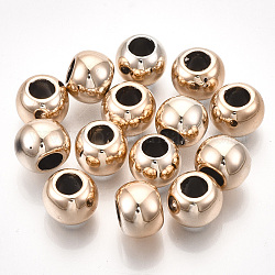UV Plating ABS Plastic Beads, Round, Rose Gold Plated, 12x9mm, Hole: 6mm