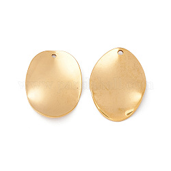 304 ciondoli in acciaio inossidabile, oro, modello ovale, 22x16x1~2mm, Foro: 1.2 mm