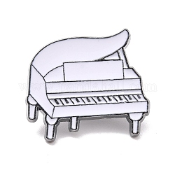 Pin de esmalte de piano, insignia de aleación de instrumentos musicales para ropa de mochila, gunmetal, blanco, 23x26x1.5mm