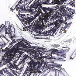 ねじれたラッパガラスシードビーズを等級分けする  銀並ぶ  紫色のメディア  6.5~8x2mm  穴：0.8mm  約10000個/袋  450 G /袋
