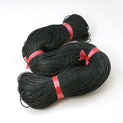 Chinese Waxed Cotton Cord, Macrame Bracelet Necklace Jewelry Making, Black, 1.5mm, about 382.76 yards(350m)/bundle