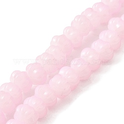 Perle di vetro normali opache, zucca, rosa nebbiosa, 9x11x12mm, Foro: 1.2 mm, circa 74pcs/filo, 23.23 pollice (59 cm)