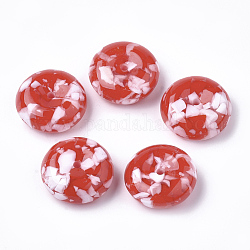 Perline di resina, stile imitazione di pietre preziose, rotondo e piatto, rosso, 26x10mm, Foro: 3 mm