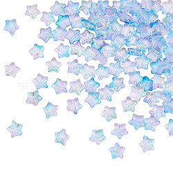 Дикосметические 2 нить, милые бусины в форме звезды, сиреневые, окрашенные распылением звездные бусины, звездочки-проставки с блестками, прозрачные стеклянные бусины, нить для изготовления украшений, косичек для волос, отверстие : 0.7~1 мм