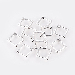 Tibetan Style Alloy Bead Frame, Rhombus, Lead Free and Cadmium Free, Antique Silver, 16x16x2mm, Hole: 1mm