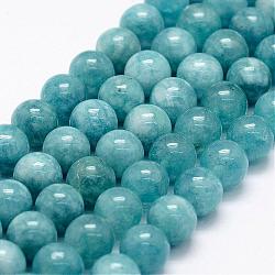 Natural White Jade Imitation Amazonite Beads Strands, Round, Dyed, 6mm, Hole: 1mm, about 64pcs/strand, 15.1 inch