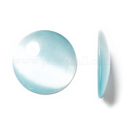 Ojo de gato cabujones de cristal, medio redondo / cúpula, el cielo azul, aproximamente 20 mm de diámetro, 3~5 mm de espesor