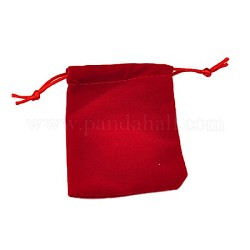 ベルベットの巾着袋のアクセサリーバッグ  レッド  100x78mm