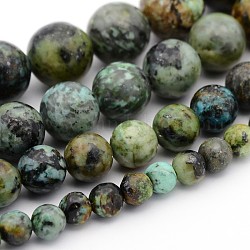 Fili di perle rotonde naturali di turchese africano (diaspro) di dimensioni miste, 6~12mm, Foro: 1~1.5 mm circa 30~63 pc / strand, 15 pollice